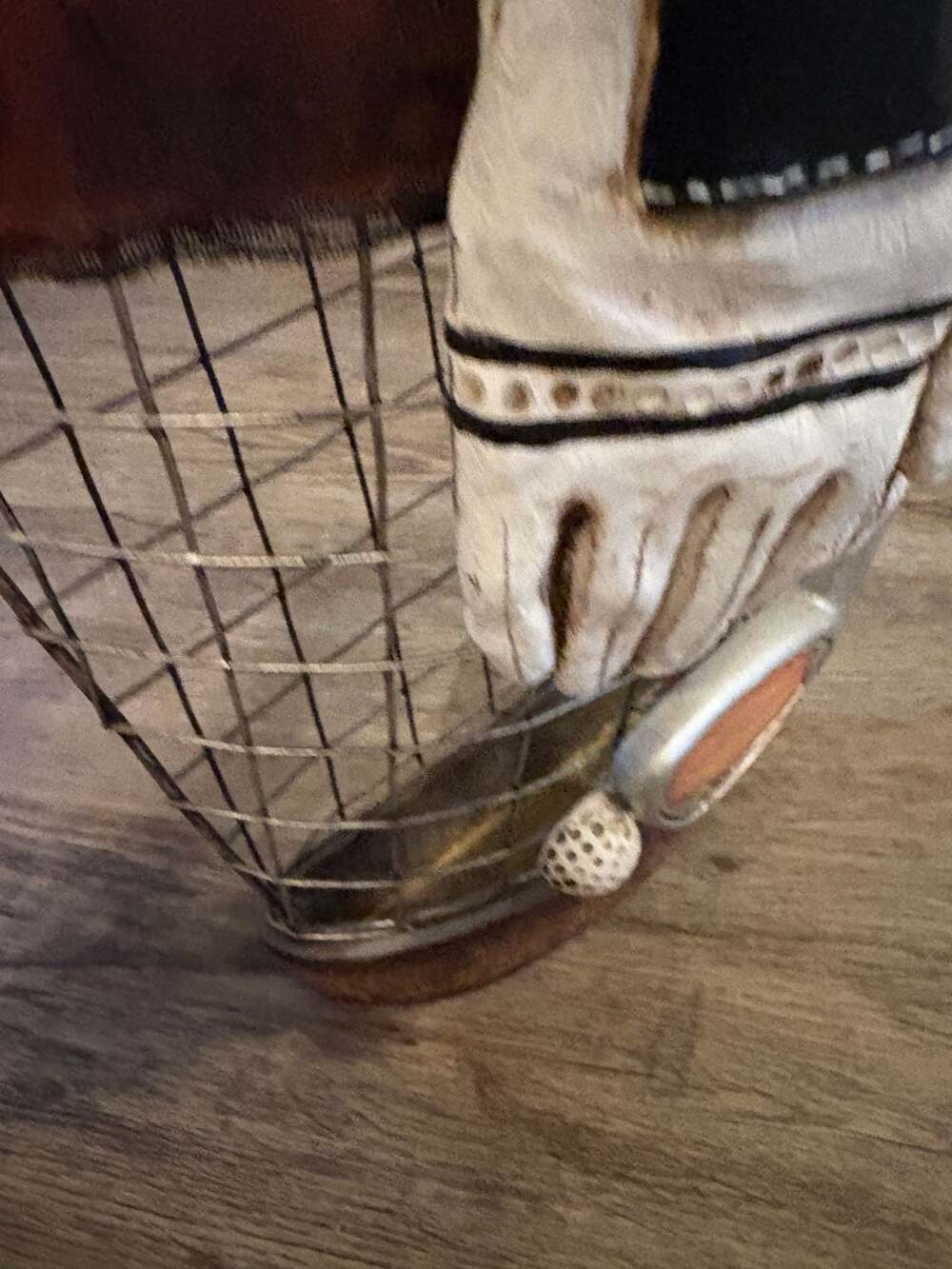 Rustic Golf Theme Wall Mounted Wire Basket Decor with Hand-Painted Golf Glove an - Picture 2 of 6